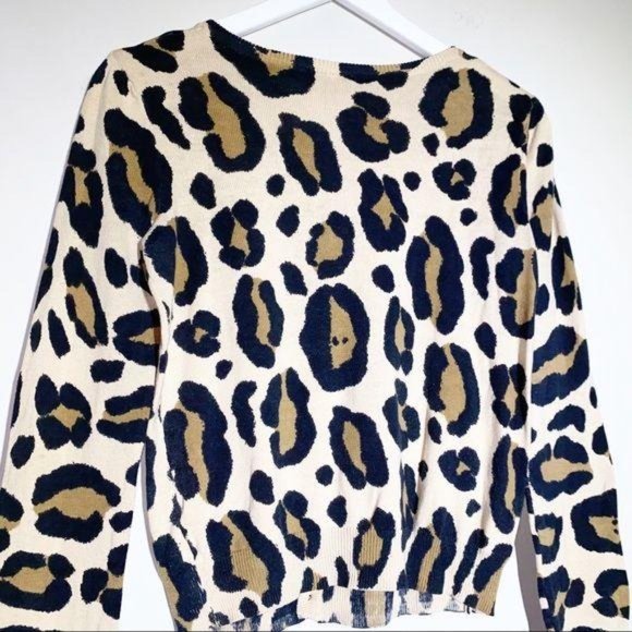 H&M Divided Grungy Destroyed Chunky Leopard Print Knit Cardigan - Size 8… - Picture 9 of 14